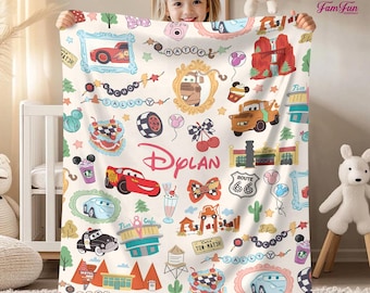 Personalized Coquette Bows Cars Blanket, Lightning McQueen Blanket, Cars Blanket, Baby Boy Blanket