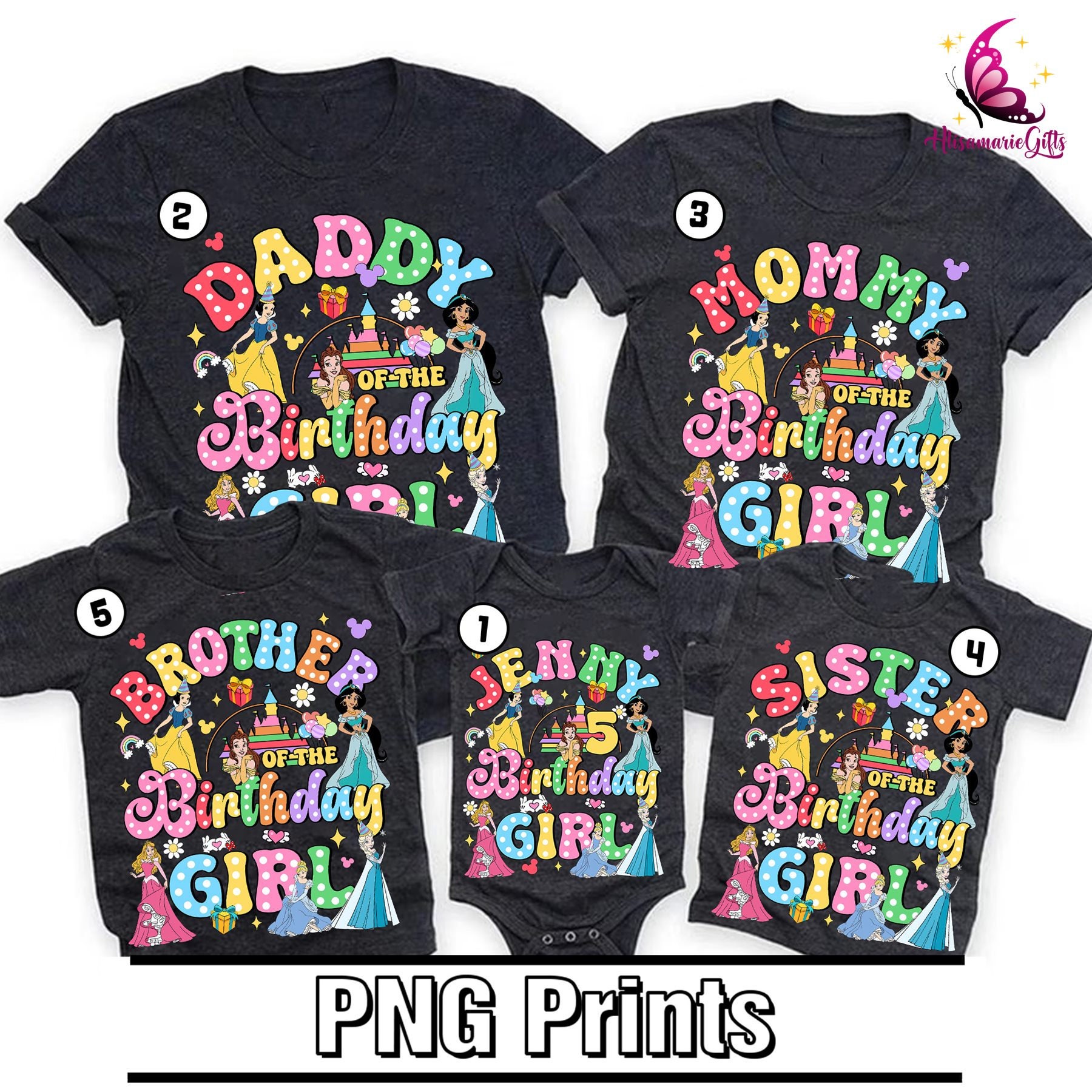 Personalized Princess Birthday Download, Disneyland Princess Png Download, Disneyland Birthday Girl Png, Princess Png, Sublimation Design
