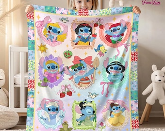 Funny Stitch Cosplay Princess Blanket, Stitch Baby Blanket, Disneyland Stitch Blanket, Stitch Birthday Gifts, Blanket Bedding Decor