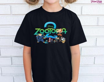 Disney Zootopia 2 Illustrated Characters and Logo Shirt, Disneyland Birthday Family Matching Trip T-Shirt, Zootopia 2 2025 Shirt
