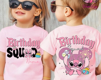 Custom Angel Birthday Shirt, Stitch and Angel Birthday Tee,Family Matching Stitch Birthday Shirt,Disneyland Stitch Shirt,Birthday Crew Shirt