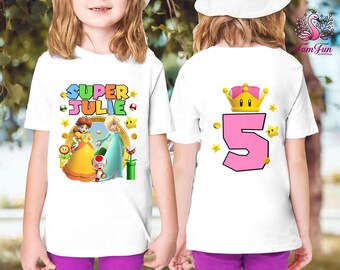 Super Mario Birthday Kids Shirt, Daisy And Rosalina Princess Birthday Shirt, Custom Mario Shirt, Super Mario Family Birthday Party Shirt