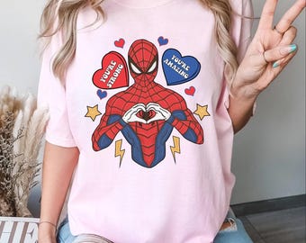Vintage Superhero Spider Man Valentine Shirt | SpiderMan Lovers Valentine Sweatshirt | Couples Gifts | Couple Matching Shirt | Superhero Tee