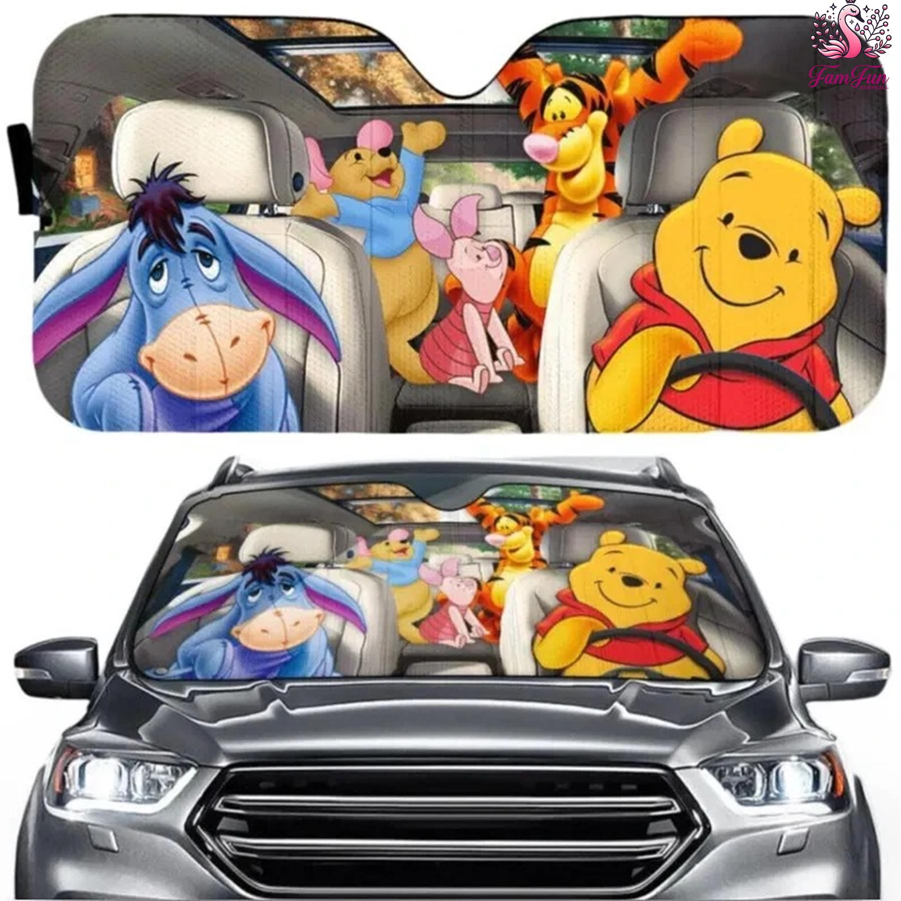 Discover Winnie The Pooh Car Sun Shade, Pooh and Friends Car Sunshade, Pooh Eeyore Tigger Piglet