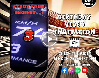 Cars Birthday Video Invitation, Cars Birthday Party Invitation, Cars Movie Birthday Invitation, Editable Lightning Mcqueen Video