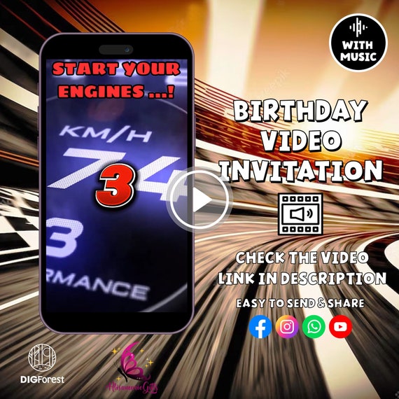 Cars Birthday Invitation | Animated Video Invitation | Cars Birthday Party | Red Car Invitation | Lightning Mcqueen Invitation