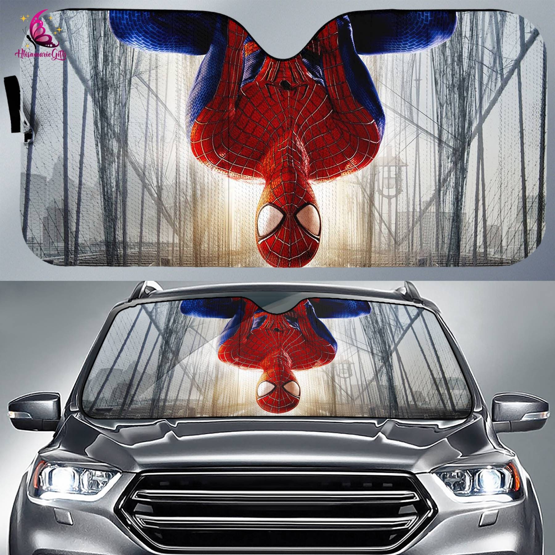 Funny Spider Man Car Sunshade Spider Man Car Windshield Superhero Cars Decor Cars Accessories Spidey Cars Sunshade