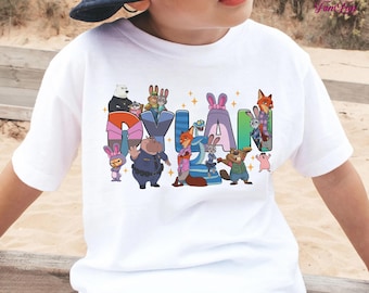 Custom name Disneyland Zootopia 2 Character Themed T-Shirt, Zootropolis Judy Hopps Nick Wilde Shirt, Disneyland Family Shirt, Magic Kingdom