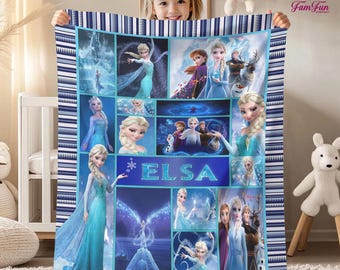 Personalized Frozen Movie Blanket, Frozen Elsa Anna Olaf DisneyWorld Blanket, Christmas Gift, Cartoon Fleece Blanket, Cartoon Quilt