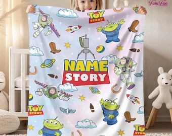Manta polar personalizada de Toy Story, manta de Disneyland, decoración del hogar, manta de personajes de Toy Story, Buzz Lightyear, manta personalizada