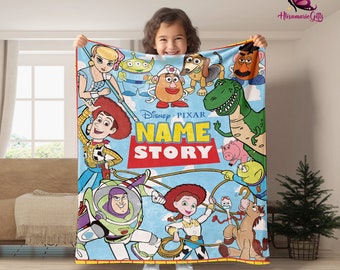 Personalized Toy Story Blanket | Disneyland Toy Story Fleece Blanket | Woody Buzz Lightyear Blanket | Birthday Gift | Custom Name Blanket