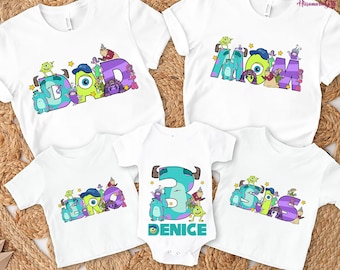 Family Matching Monster Inc Birthday Shirt, Mike Sully Disneytrip Birthday Party, Custom Monster Birthday Shirt For Kids Toddlers Adults