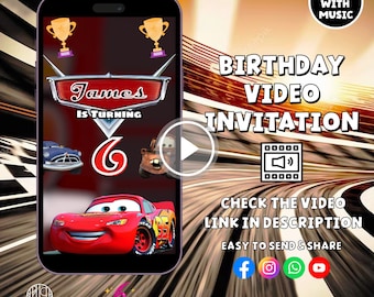 Cars Birthday Invitation | Animated Video Invitation | Cars Birthday Party | Red Car Invitation | Lightning Mcqueen Invitation