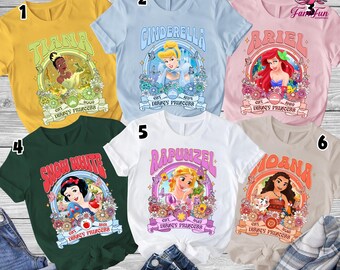 Disneyland Princesses Matching Shirts, Cute Princess Girl Trip Shirt, Cinderella Snow White Ariel Tiana Moana Rapunzel Princess Shirt