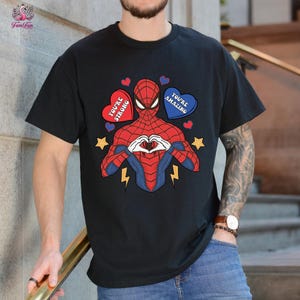 vintage Super-héros Spider Man Saint-Valentin | Sweat-shirt SpiderMan Lovers Saint-Valentin | Cadeaux pour couples | Chemise assortie pour couple | T-shirt super-héros image 2