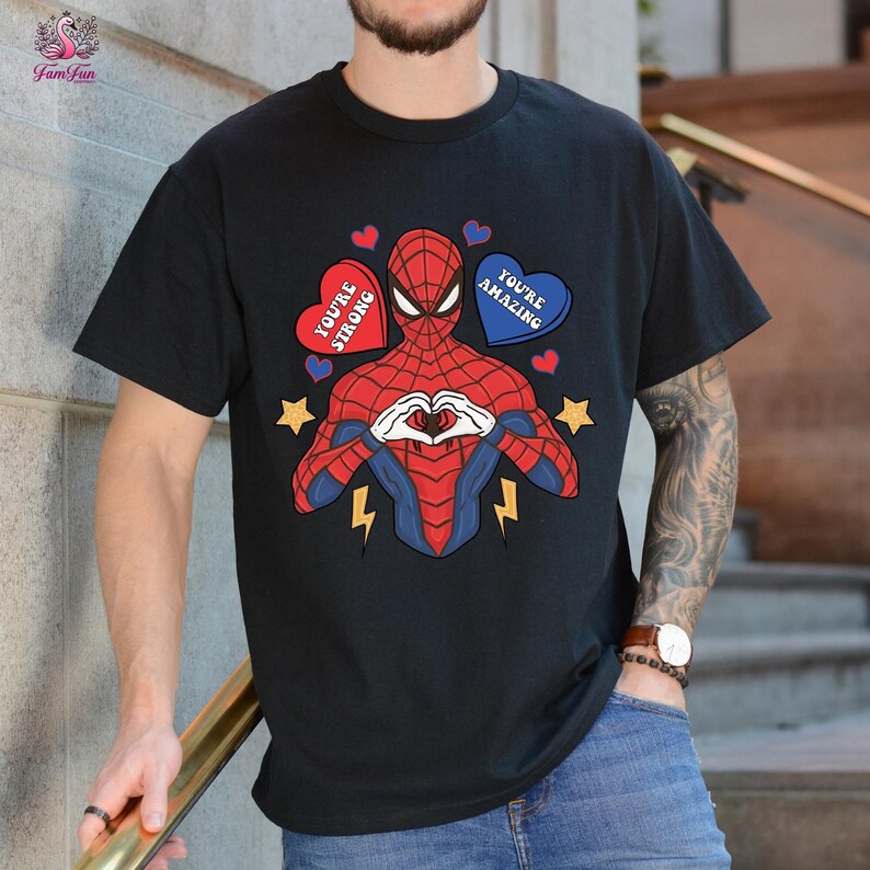 vintage Super-héros Spider Man Saint-Valentin | Sweat-shirt SpiderMan Lovers Saint-Valentin | Cadeaux pour couples | Chemise assortie pour couple | T-shirt super-héros image 2