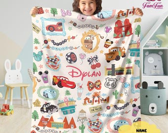 Personalized Coquette Bows Cars Blanket, Lightning McQueen Blanket, Cars Blanket, Baby Boy Blanket