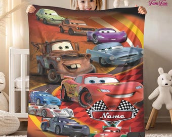 Personalized Cars Movie Blanket, Cars Land Blanket, Lightning Mcqueen Blanket, Doc Hudson Tow Mater Blanket, Cars Birthday Gifts Blanket