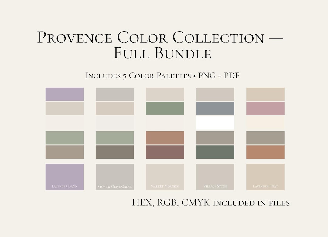 Provence Color Palette Bundle • 5 Designer Palettes • Branding Colors ...