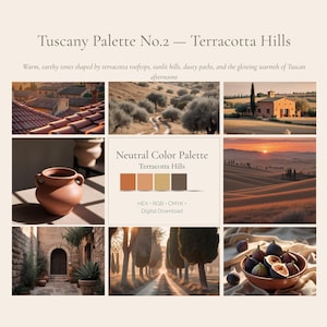 Warm Terracotta Neutrals | Tuscany Palette No. 2 — Terracotta Hills | Neutral Color Palette for Branding | HEX RGB CMYK