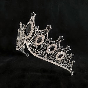 Baroque Black Crown Crystal Rhinestone Tiara Headband - Perfect for Weddings, Proms, Parties - Costume Hairband fit for a Princess or Queen