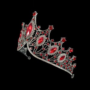 Baroque Red Crown Crystal Rhinestone Tiara Headband - Perfect for Weddings, Proms, Parties - Costume Hairband fit for a Princess or Queen