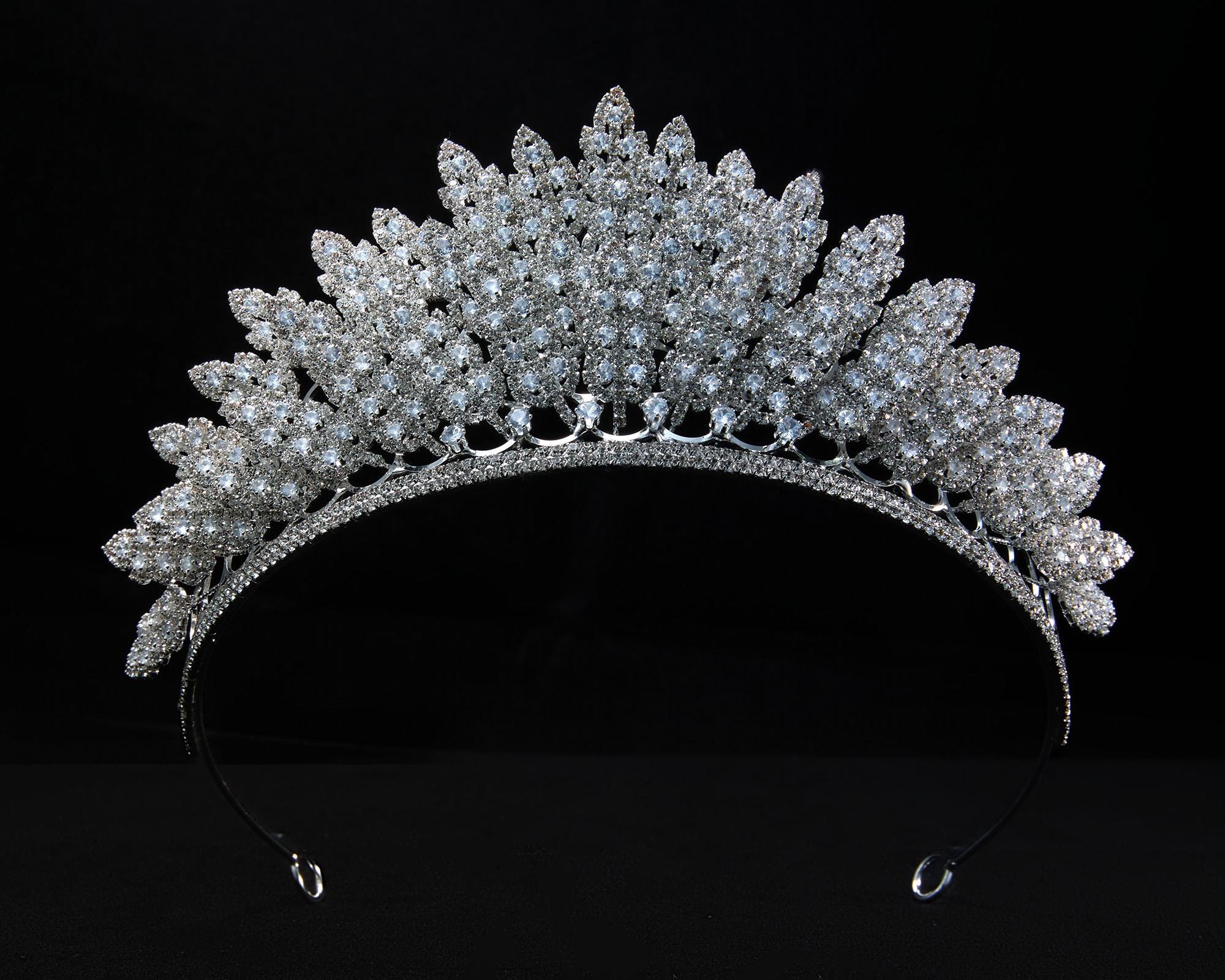 Silver Crystal Crown for Women – Luxury Zircon Tiara for 