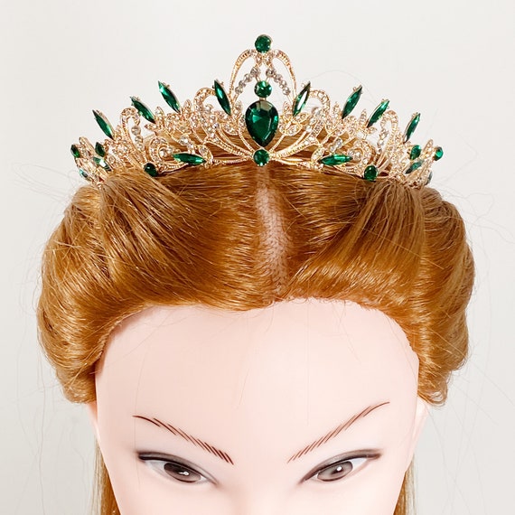 Acheter Diadèmes Baroques En Cristal Strass Vert, Coiffure De Mariée, Pour Bal De Fin D'année, Anniversaire, Couronne De Mariée, Accessoires De Bijoux Pour Cheveux De Mariage