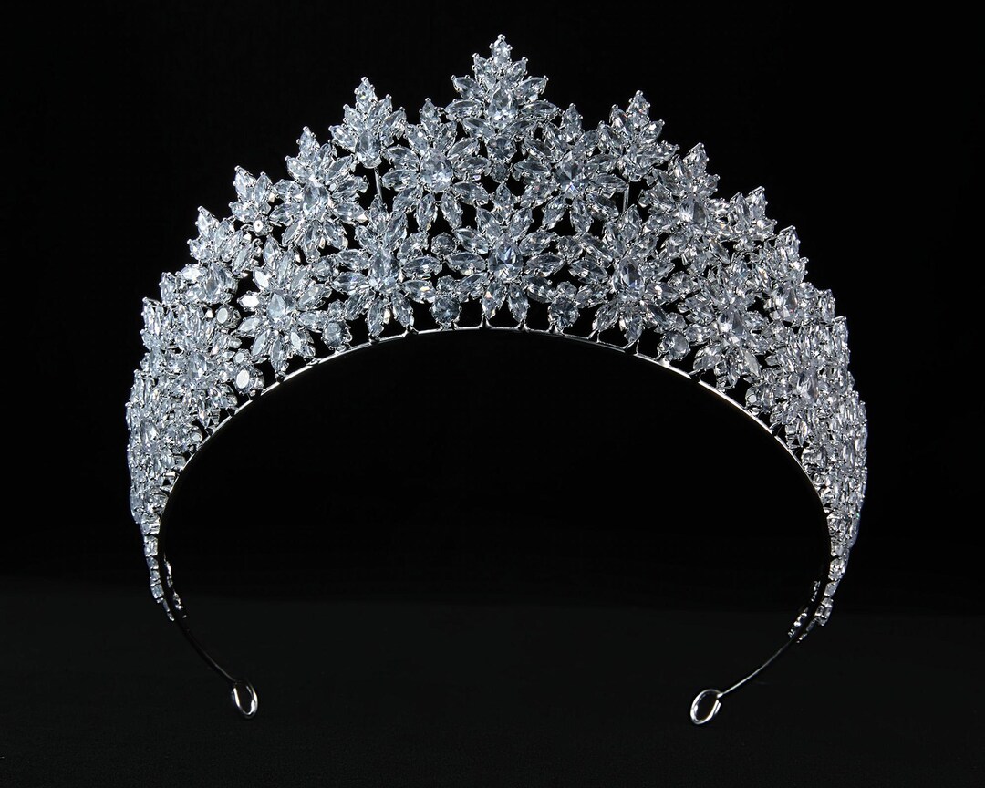 Silver Alloy Crystal Tiaras and Crowns Set for Women, Adjustable Bridal Jewelry High End Bridal Crystal Headpiece Set Handmade... From  main image 4