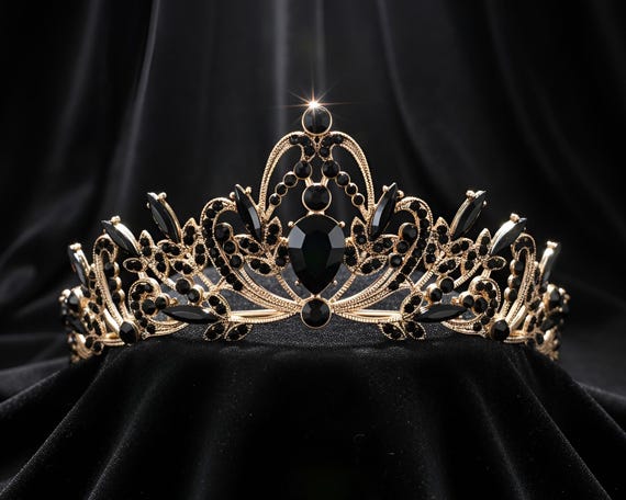 Gold Crystal Rhinestone Tiara – Elegant Wedding Headpiece 