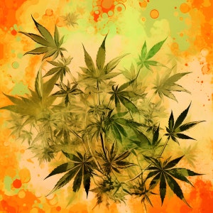 Lush Green Marijuana Plant Pastel Splash