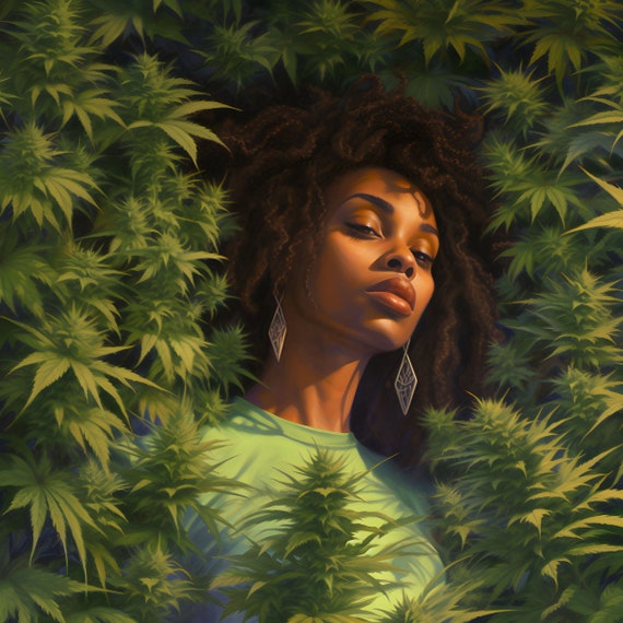 Cannabis Woman Art Print, Edgy Wall Decor (Digital Download)