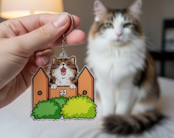 Personalized Naughty Cat Keychain, Custom Name Cat Gift, Kitty Hologram Keychain, Cat Lover Charm, Gift for Cat Lover