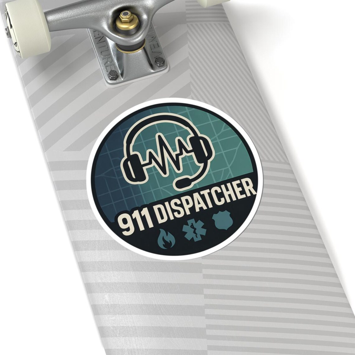 Sticker for 911 Dispatchers - Retro Headset Heartbeat Line Emergency ...