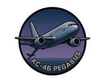 Pegatina para aficionados a la aviación, calcomanía del avión cisterna de reabastecimiento aéreo KC-46 Pegasus, insignia de avión militar de la USAF, regalo de piloto para portátil o botella de agua.