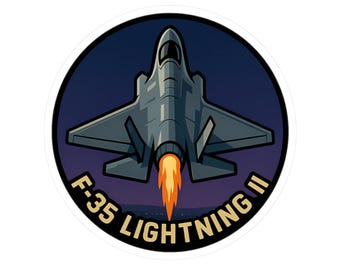 Sticker for Aviation Fans, F-35 Lightning II Fighter Jet Decal, Stealth Air Force Aircraft Gift for Pilots, Mechanics, Vets, Laptop + Bottle