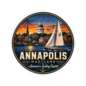 Aufkleber für Annapolis Sailor, Annapolis Maryland Aufkleber, Nautische Skyline Aufkleber, Lokale Pride Geschenk, Segel Andenken