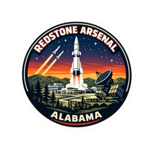 Redstone Arsenal Alabama Sticker for Military Veterans, Army Souvenir Decal, Space Rocket Travel Patch Gift