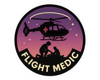 Flygmedicinare-klistermärke, ambulanssjuksköterskor och ambulanspiloter - solnedgångshelikopterräddning flygmedicin vinyldekal gåva
