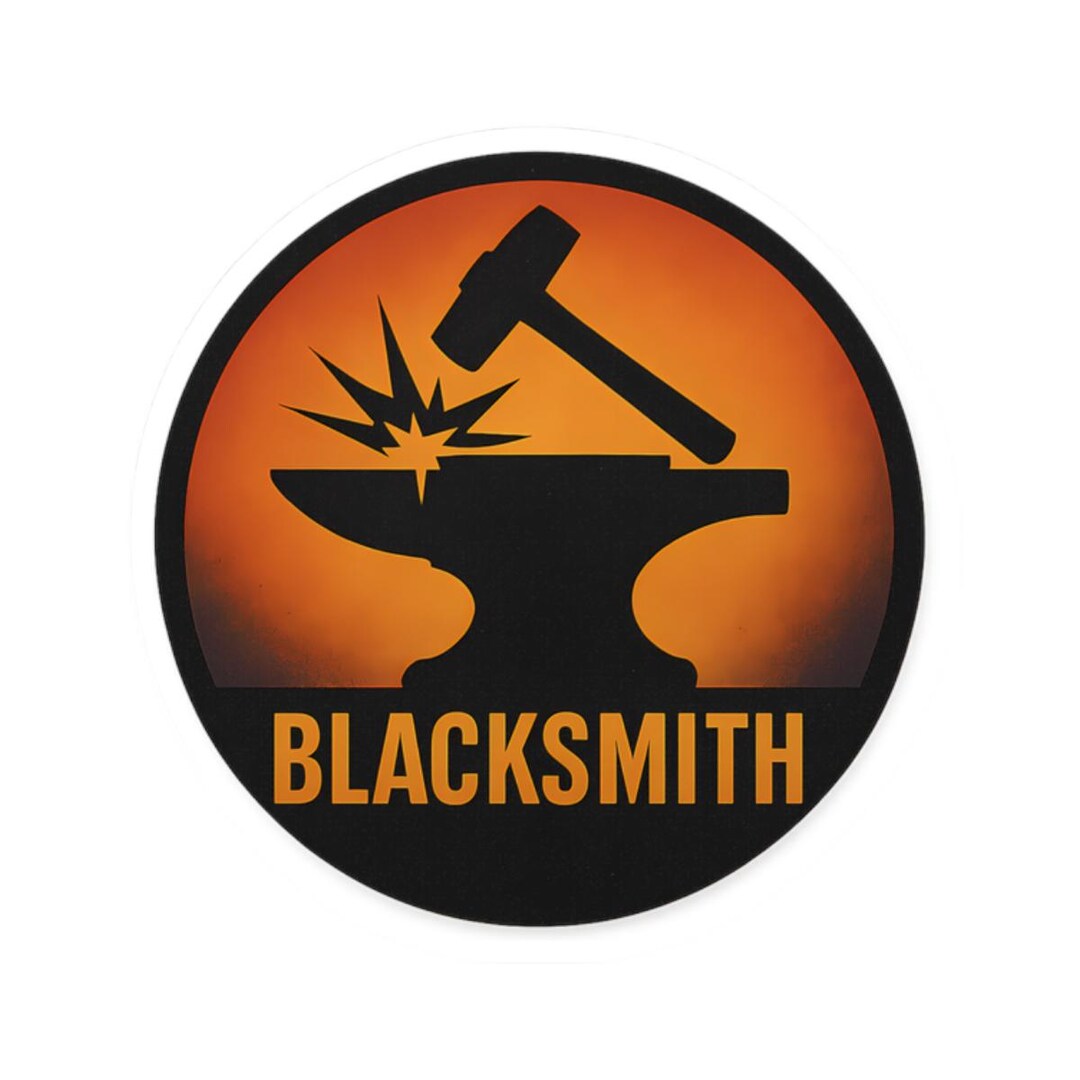 Sticker for Blacksmiths & Metalworkers - Retro Anvil Hammer Forge Decal ...