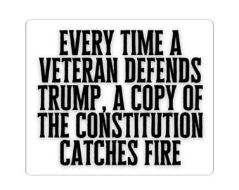 Funny Anti Trump Political Sticker, Sarcastic Veteran Constitution Joke, Liberal Gift, Political Humor Vinyl Decal for Laptops & More
