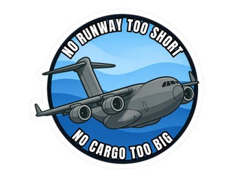 Funny C-17 Globemaster Military Airplane Sticker, Cargo Plane Vinyl Decal, Aviation Lover Gift, Pilot Humor Sticker, Air Force Aircraft Joke