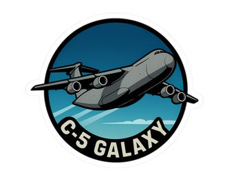 Pegatina para aficionados a la aviación, calcomanía del avión de transporte aéreo pesado C-5 Galaxy, regalo de avión de carga militar para pilotos, tripulaciones, observadores de aviones y portátiles.