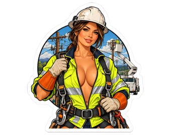 Naklejka z Linemanem, naklejka Lineman na skrzynkę narzędziową lub kask, prezent dla elektryka, zabawna naklejka na lodówkę z robotnikiem