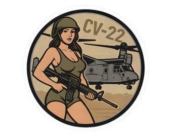 CV-22 Osprey Pin-up Girl Sticker for Air Force Airmen, Pilots, Military Veterans, Aviators, Fans of Aviation, Airplane, Fighter Jet, Bombers