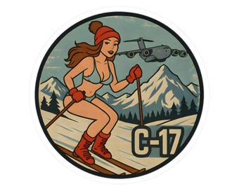 C-17 Globemaster Pin-up Girl Sticker for Air Force Airmen, Pilot, Military Veteran, Aviator, Fans of Aviation, Airplane, Fighter Jet, Bomber