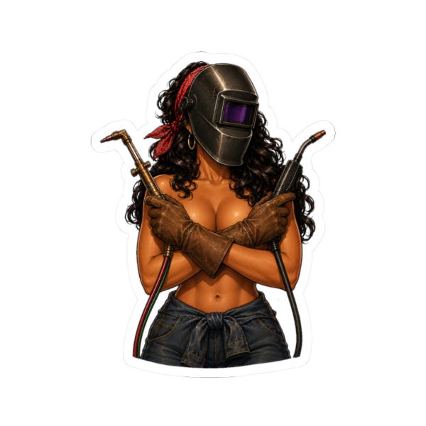 Pinup Girl Sticker for Welders Fabricators, Welder Sticker, Blue Collar Shop Toolbox Decal, Metalworker Gift for Helmet Water Bottle Laptop