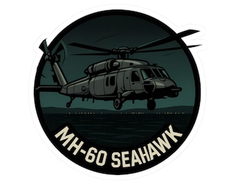 Pegatina para aficionados a la aviación, calcomanía del helicóptero MH-60 Seahawk, insignia de helicóptero naval, regalo para pilotos militares y tripulantes, botella de agua para portátil.
