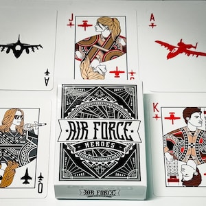 Air Force Deck of Cards for Airmen, Pilots, Military Dependents, Aviation Veterans - A10 Warthog, B2 Spirit, C17 Globemaster, and F16 Falcon