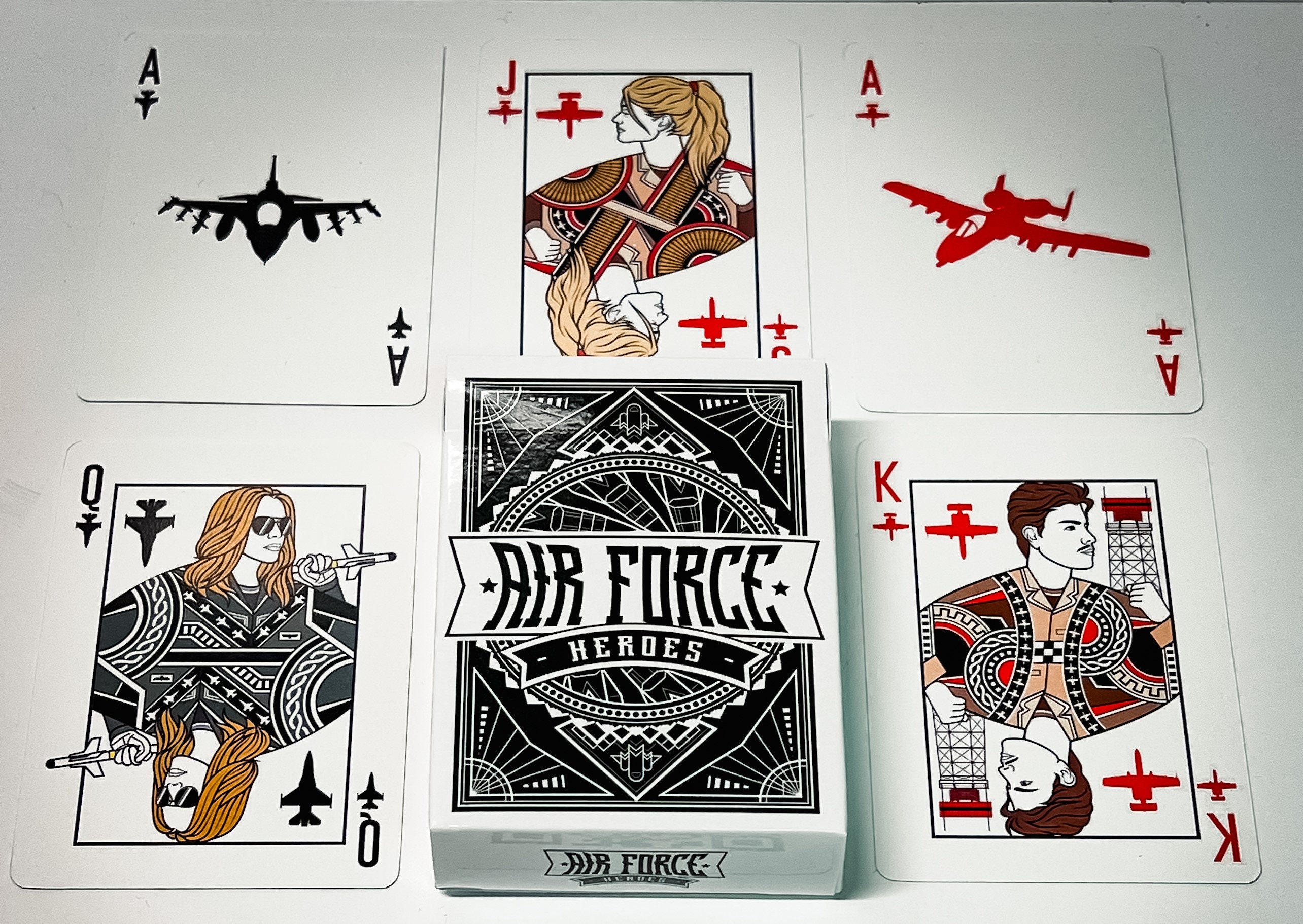 Air Force Deck of Cards for Airmen, Pilots, Military Dependents, Aviation Veterans - A10 Warthog, B2 Spirit, C17 Globemaster, and F16 Falcon